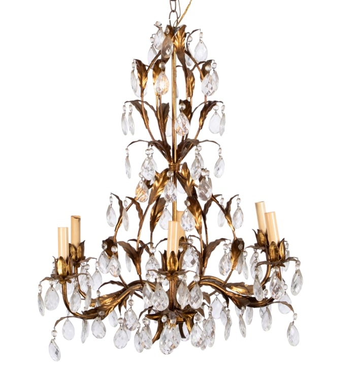 VINTAGE ITALIAN GILT TOLE CHANDELIER (1 of 9)