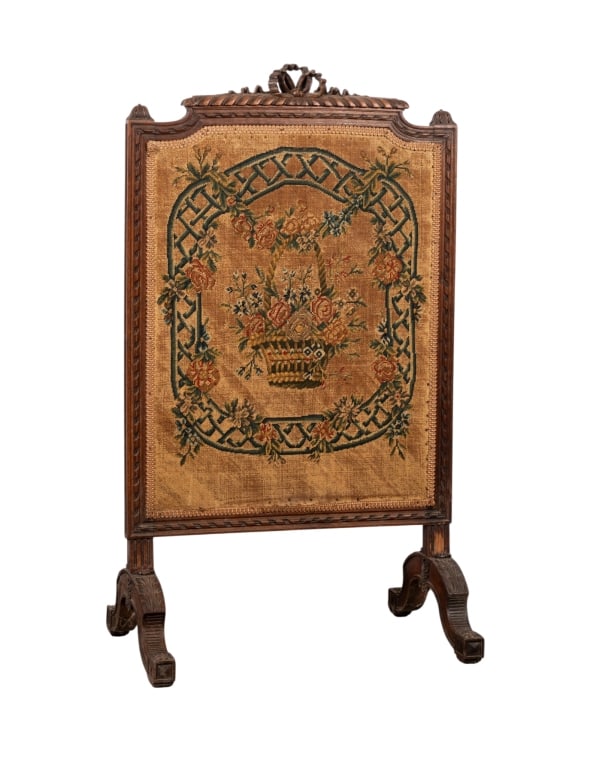 ANTIQUE NEEDLEPOINT FIRE SCREEN (1 of 6)