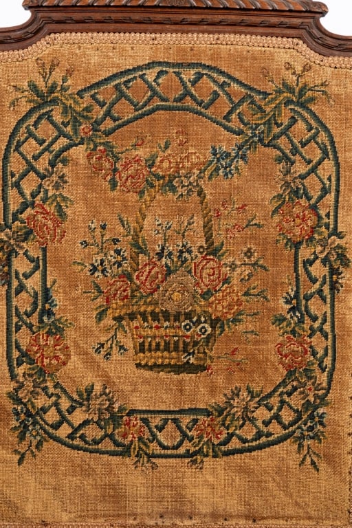 ANTIQUE NEEDLEPOINT FIRE SCREEN - 4