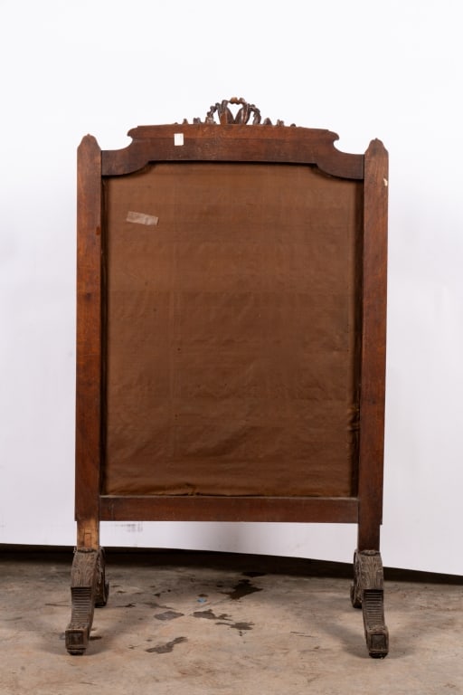 ANTIQUE NEEDLEPOINT FIRE SCREEN - 6