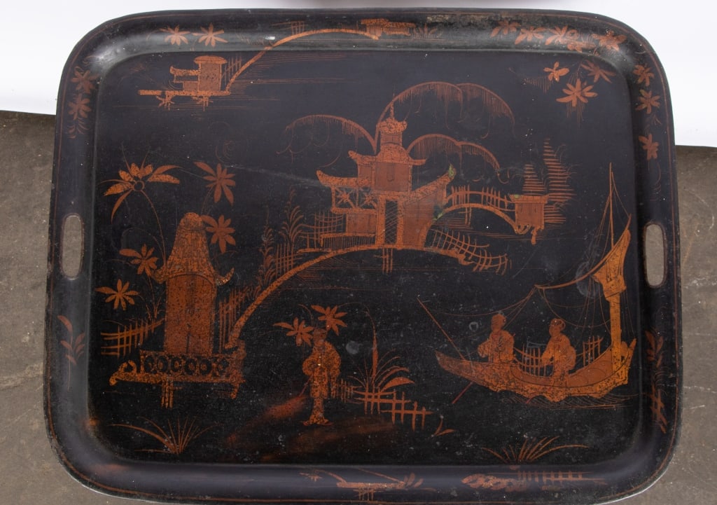 CHINOISERIE TOLE & FAUX BAMBOO TRAY TABLE - 3