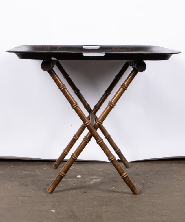 CHINOISERIE TOLE & FAUX BAMBOO TRAY TABLE - 6