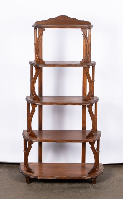 VINTAGE FIVE-TIER CARVED WALNUT ETAGERE - 2