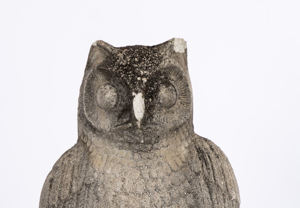 CAST STONE OWL GARDEN STATUE - 2