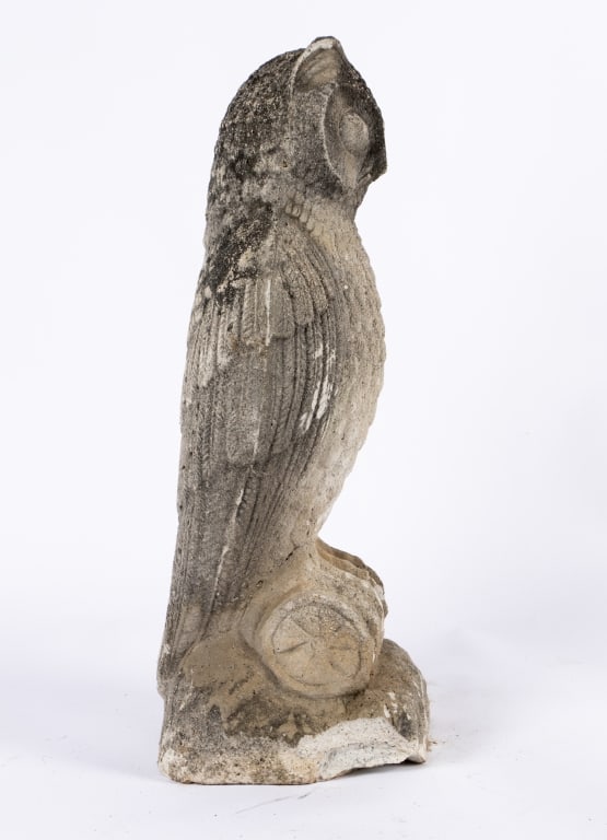 CAST STONE OWL GARDEN STATUE - 5