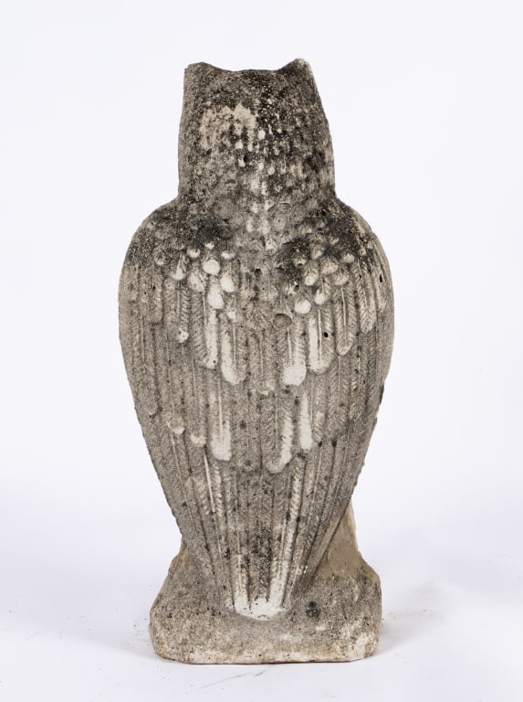 CAST STONE OWL GARDEN STATUE - 6