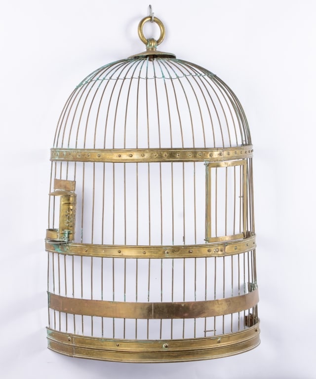 VINTAGE BRASS BIRD CAGE WALL ART - 2