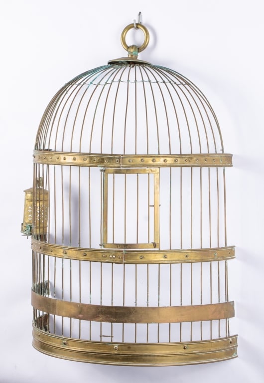 VINTAGE BRASS BIRD CAGE WALL ART - 3