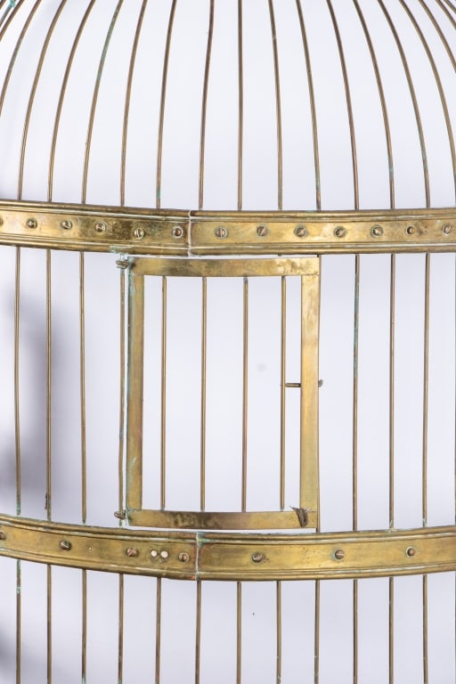 VINTAGE BRASS BIRD CAGE WALL ART - 4