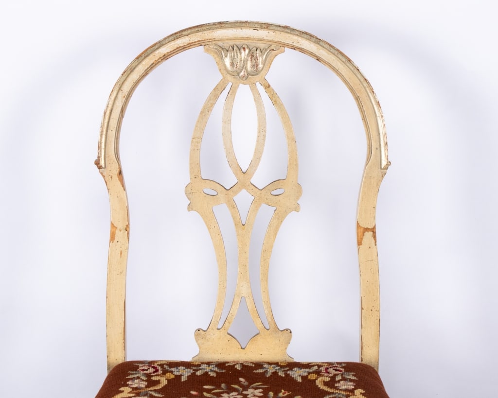 20TH CENTURY POLYCHROME CHAIR WITH OTTOMAN - 6