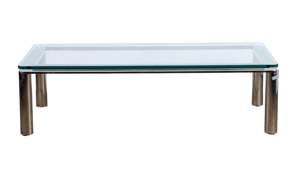 LARGE MODERN CHROME & GLASS COFFEE TABLE (1 of 7)