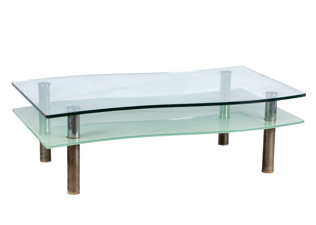 CONTEMPORARY GLASS & CHROME COFFEE TABLE (1 of 8)