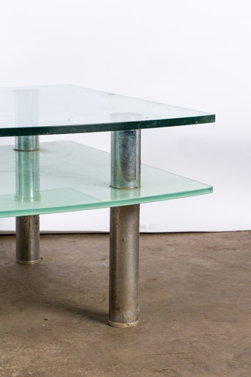 CONTEMPORARY GLASS & CHROME COFFEE TABLE - 2