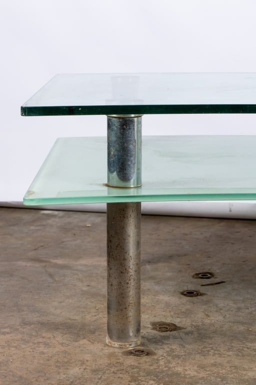 CONTEMPORARY GLASS & CHROME COFFEE TABLE - 3