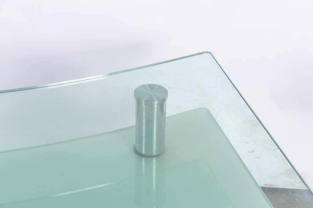 CONTEMPORARY GLASS & CHROME COFFEE TABLE - 4