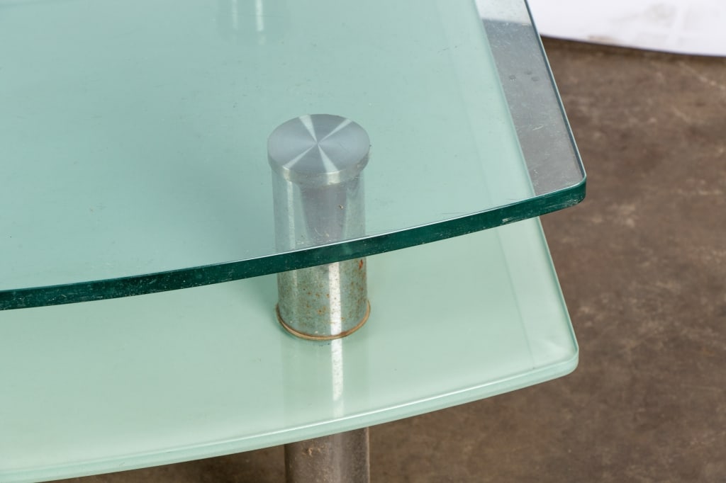 CONTEMPORARY GLASS & CHROME COFFEE TABLE - 6