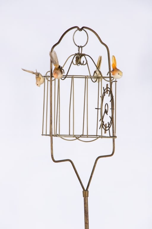 VINTAGE DECORATIVE BRASS BIRD CAGE - 7
