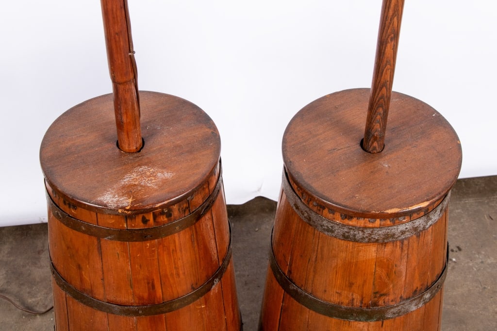 PAIR OF 20TH CENTURY BUTTER CHURN FLOOR LAMPS - 4