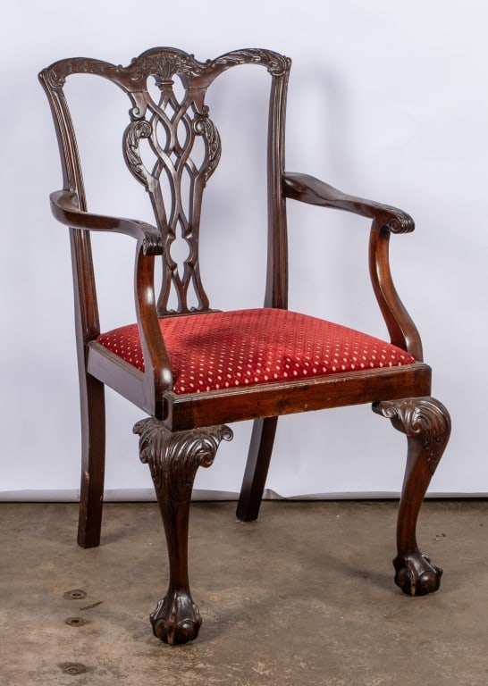 PAIR OF CHIPPENDALE STYLE ARMCHAIRS - 2