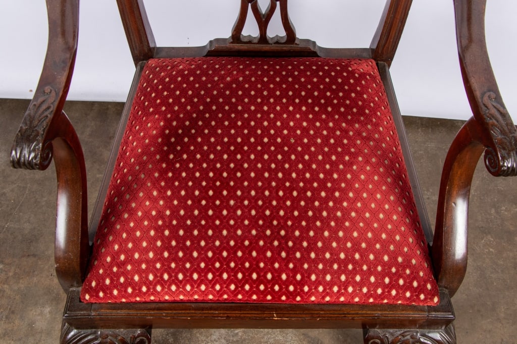 PAIR OF CHIPPENDALE STYLE ARMCHAIRS - 7
