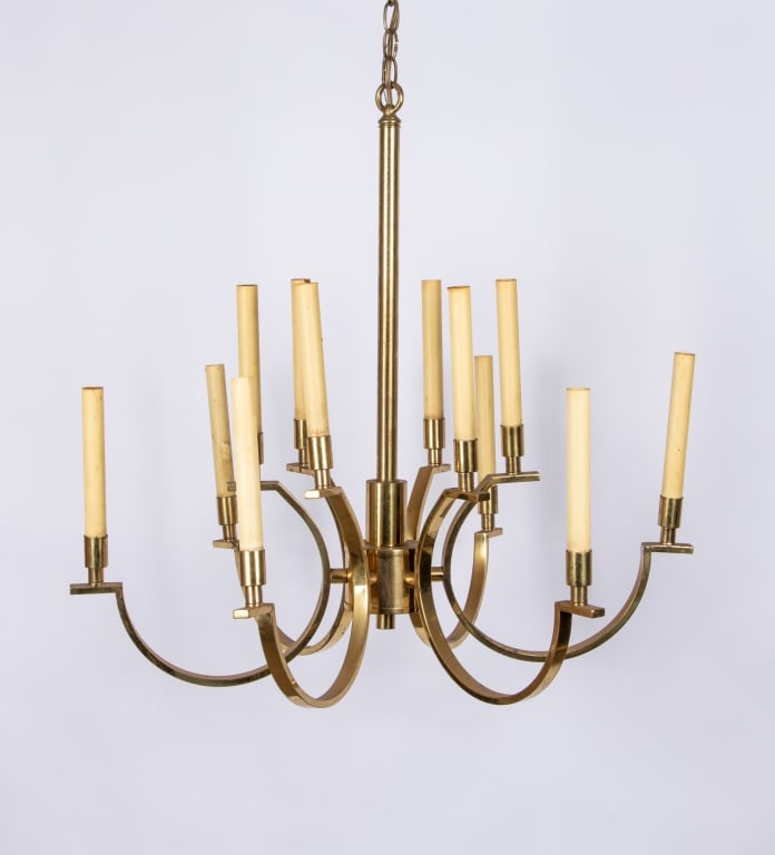 MODERN BRASS 12-ARM CHANDELIER - 2