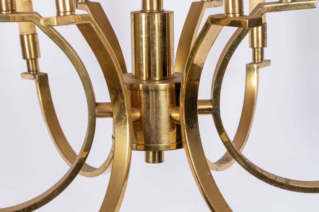 MODERN BRASS 12-ARM CHANDELIER - 7