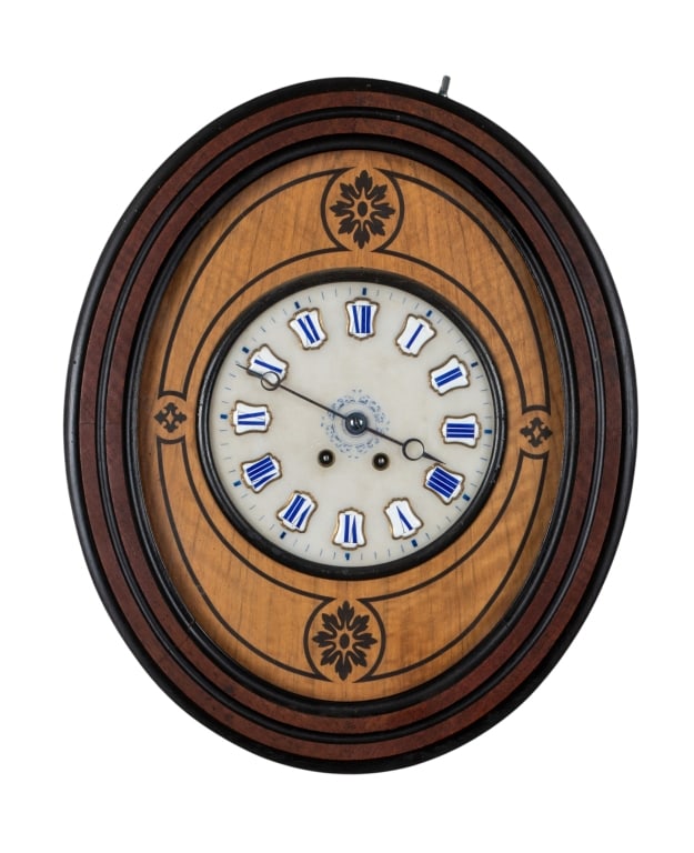 19TH CENTURY INLAID WALNUT WALL CLOCK (1 of 5)