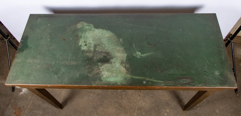 VINTAGE METAL WORK TABLE - 5