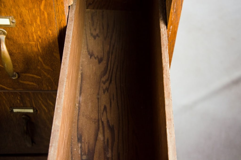 VINTAGE OAK APOTHECARY FILE CABINET - 4