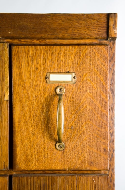 VINTAGE OAK APOTHECARY FILE CABINET - 5