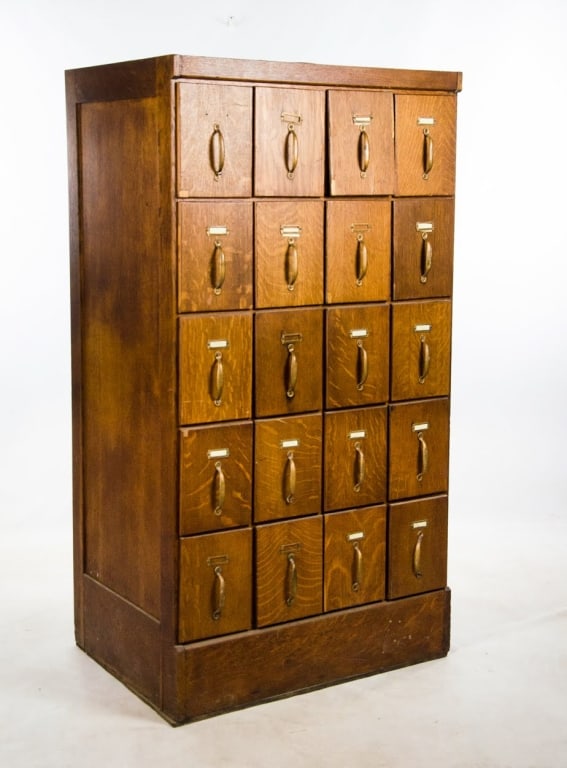 VINTAGE OAK APOTHECARY FILE CABINET - 8