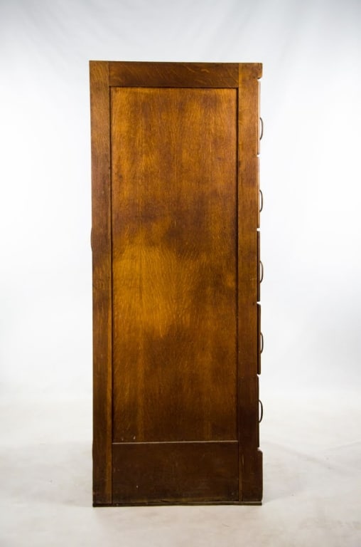 VINTAGE OAK APOTHECARY FILE CABINET - 9