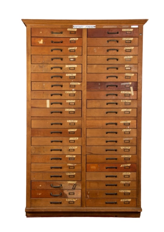 HAMILTON 40-DRAWER OAK FILE CABINET (1 of 9)