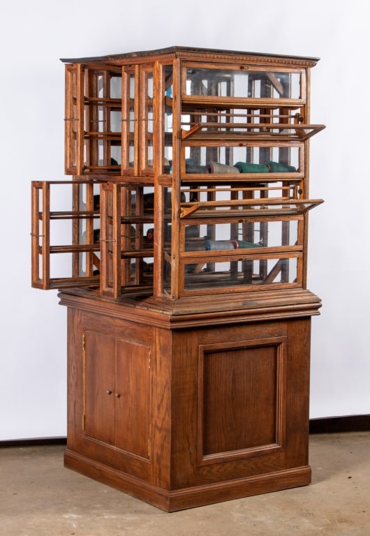 A. N. RUSSELL & SONS OAK RIBBON CABINET WITH BASE - 3