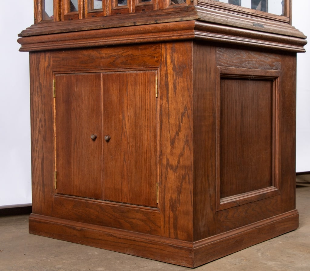 A. N. RUSSELL & SONS OAK RIBBON CABINET WITH BASE - 7