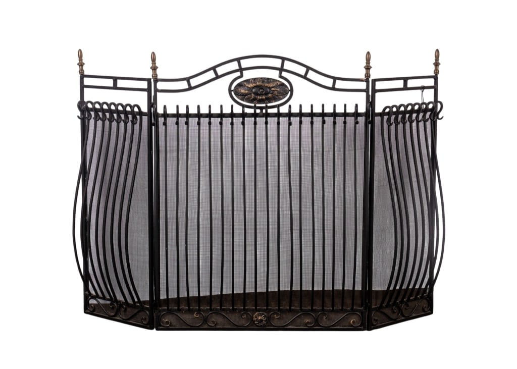 WROUGHT IRON & BRASS FIREPLACE SCREEN (1 of 6)