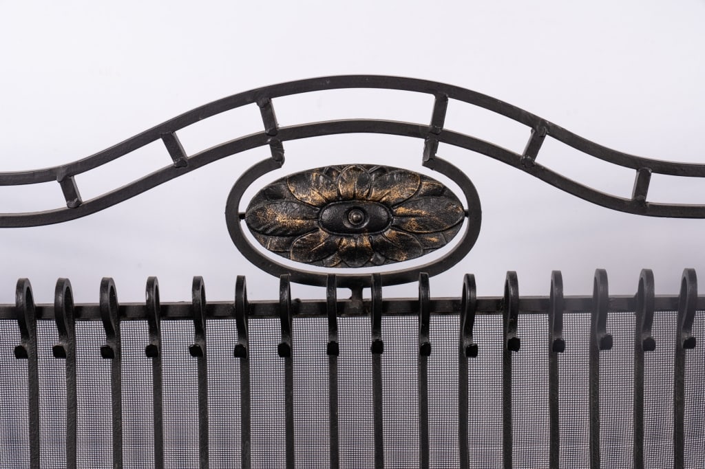 WROUGHT IRON & BRASS FIREPLACE SCREEN - 3