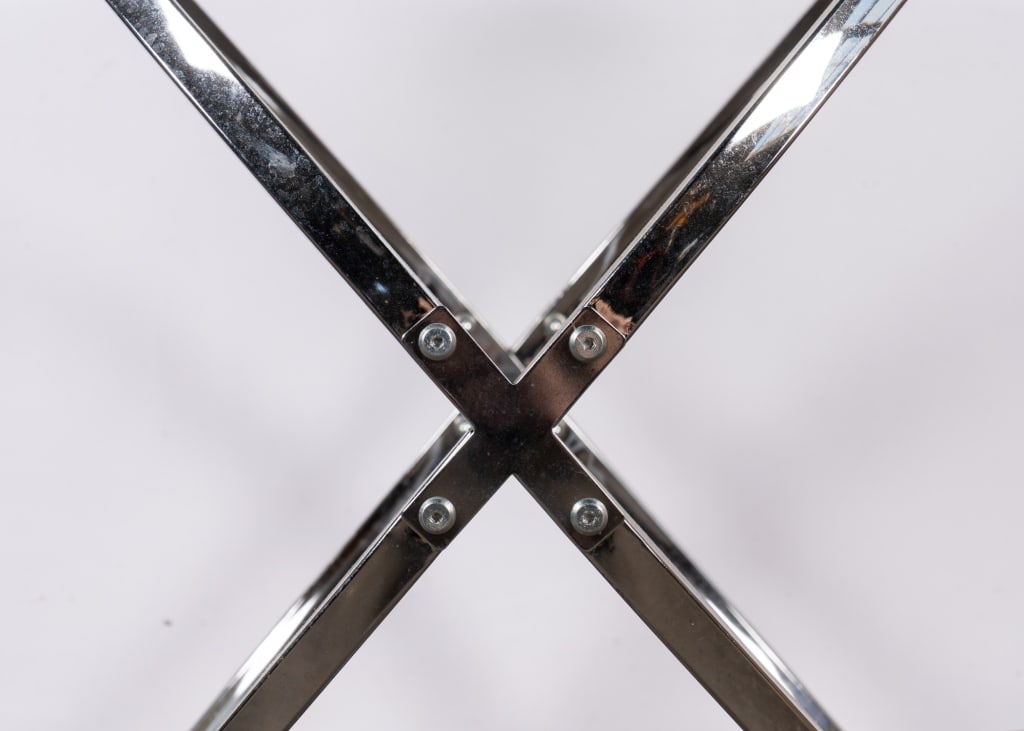 PAIR OF MODERN CHROME & GLASS END TABLES - 6