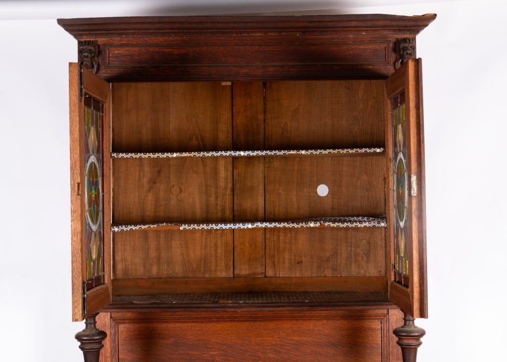 FRENCH RENAISSANCE REVIVAL STAINED GLASS BUFFET - 5