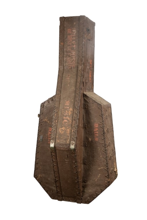 19TH C. C.A. TAYLOR TRUNK WORKS CELLO CASE: American, 19th century. C.A. Taylor Trunk Works cello case inscribed "Ballet Russe". Approximate dimensions: h. 81", w. 36", d. 26" Disclaimer: Participating bidders must have a credit card on file