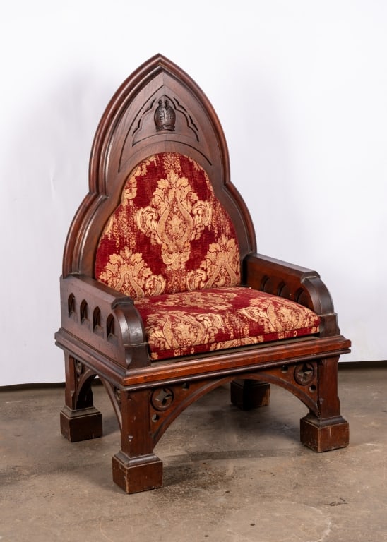 PAIR OF GOTHIC STYLE THRONE CHAIRS - 2