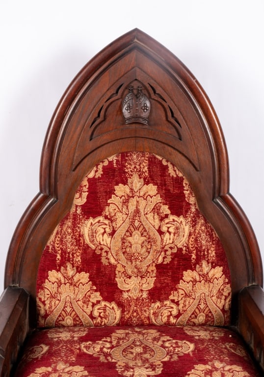PAIR OF GOTHIC STYLE THRONE CHAIRS - 6