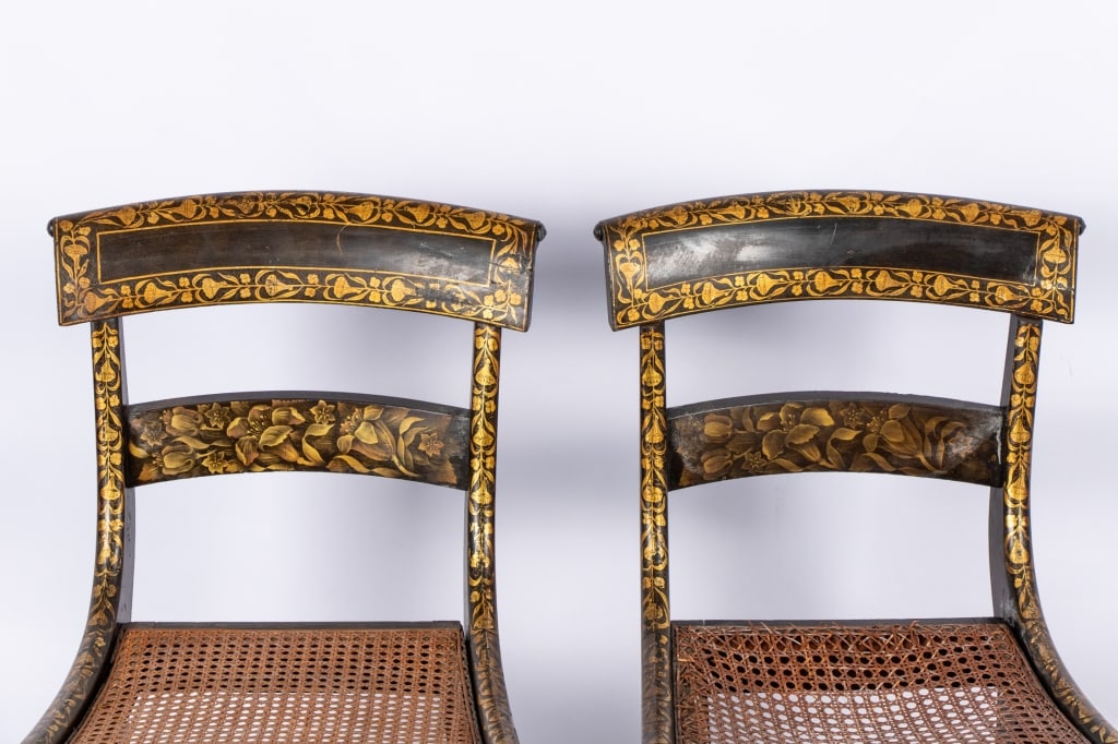 PAIR OF REGENCY WOOD & PARCEL GILT SIDE CHAIRS - 3