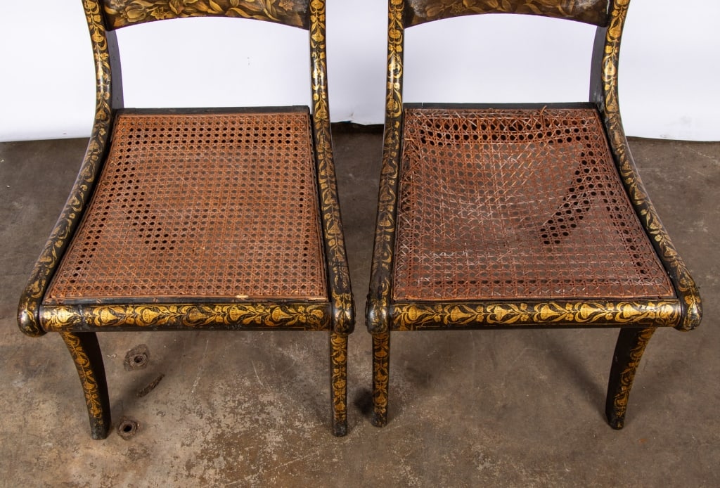 PAIR OF REGENCY WOOD & PARCEL GILT SIDE CHAIRS - 5