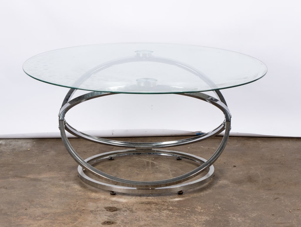 CONTEMPORARY CHROME & GLASS COFFEE TABLE - 2