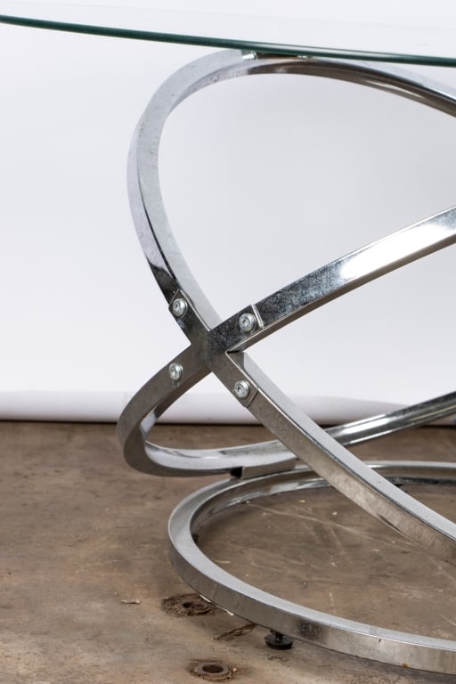 CONTEMPORARY CHROME & GLASS COFFEE TABLE - 5