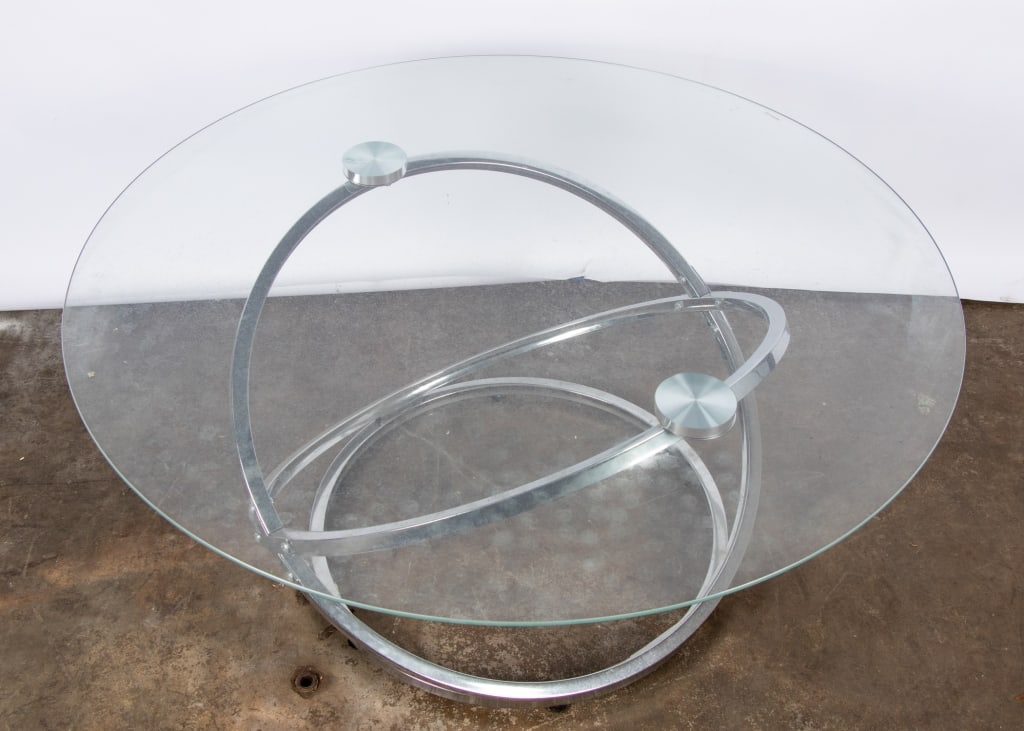 CONTEMPORARY CHROME & GLASS COFFEE TABLE - 8