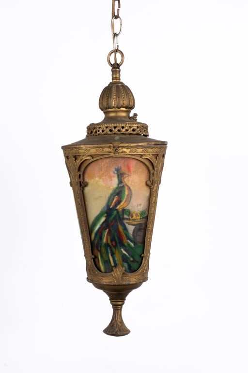 REVERSED-PAINTED PEACOCK PENDANT LIGHT - 3