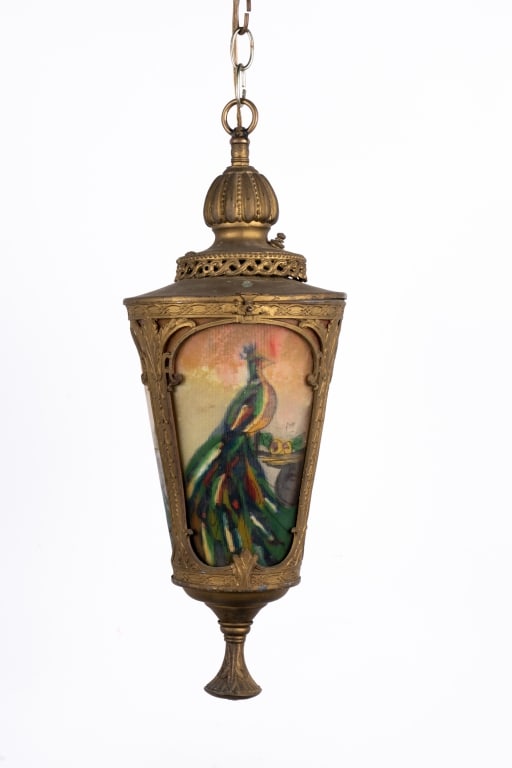 REVERSED-PAINTED PEACOCK PENDANT LIGHT - 4