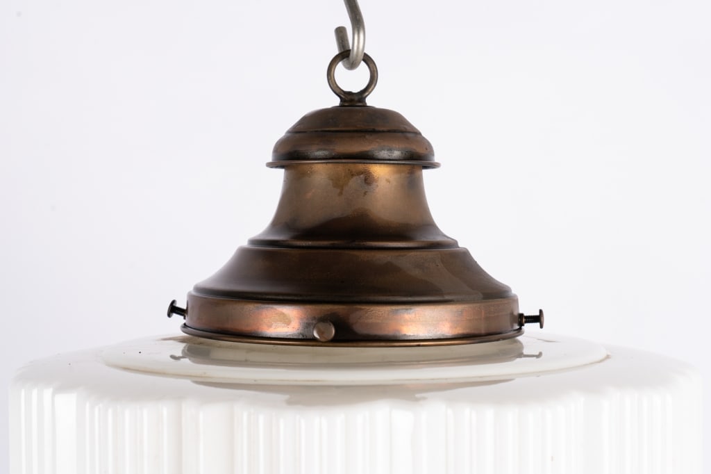 ART DECO MILK GLASS PENDANT LIGHT - 2